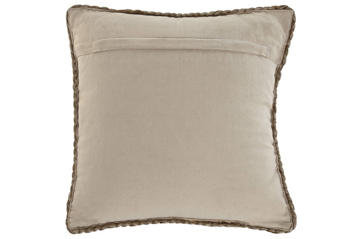 DKD Home Decor Cojín de Yute Hecho a Mano Natural y Blanco