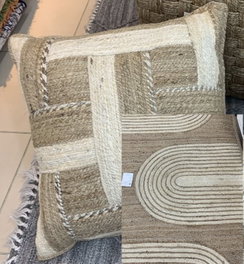 DKD Home Decor Cojín de Yute Hecho a Mano Natural y Blanco