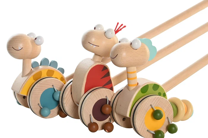 DKD Home Decor Juguete de Dinosaurios de Madera y ABS (Surtido de 3) Multicolor
