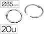 Liderpapel Anilla Bisagra Niquelada N.3 Diametro 35 mm Caja de 20 Unidades