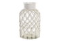 DKD Home Decor Jarrón Mediterraneo Transparente Blanco Cristal Algodón Red Macramé 18 x 31 x 18 cm (6 Unidades)
