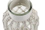 DKD Home Decor Jarrón Mediterraneo Transparente Blanco Cristal Algodón Red Macramé 18 x 31 x 18 cm (6 Unidades)
