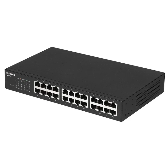 Edimax GS-1024 - Switch de Red Gigabit Ethernet 24 Puertos (10/100/1000) - Metal, Negro - Con Montaje en Rack y Pared, Capacidad 48 Gbit/s