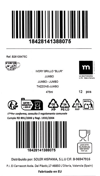 La Mediterranea Cuencos Jumbo BLUR 475ml, Pack de 12 unidades La Mediterranea Cuencos Jumbo BLUR 475ml, Pack de 12 unidades