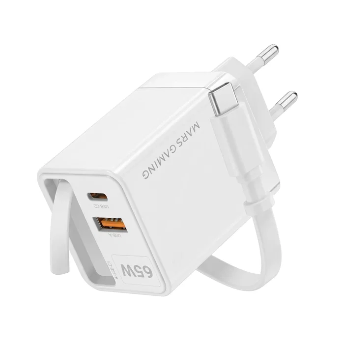 Mars Gaming MDGAN65RW Cargador de Pared 65W USB-C + USB-A Blanco