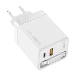 Mars Gaming MDGAN65RW Cargador USB-C + USB-A GaN 65W Blanco