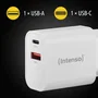 Intenso 7803012 Adaptador de Corriente USB-A y USB-C 30W Carga Rápida Dual Puerto Blanco Universal