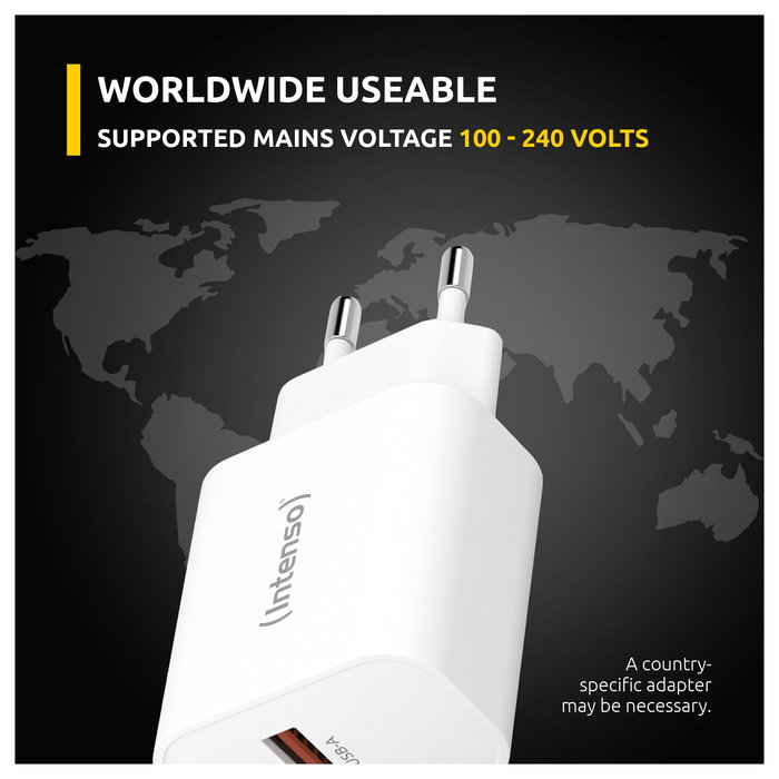 Intenso Power Adapter W30AC 1x USB-A 1x USB-C 30W Blanco