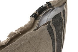 DKD Home Decor Cojín Tradicional India lino 1c25 Natural Negro 40 x 60 cm (2 Unidades)