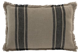 DKD Home Decor Cojín Tradicional India lino 1c25 Natural Negro 40 x 60 cm (2 Unidades)
