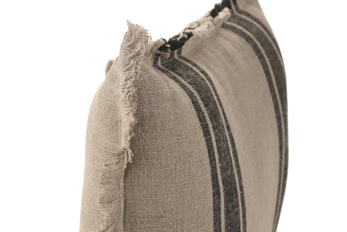 DKD Home Decor Cojín Tradicional India lino 1c25 Natural Negro 40 x 60 cm (2 Unidades)