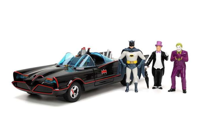 Smoby Batmóvil 1966 Classic Coche de Metal con 4 Figuras, Escala 1:24, 19 cm Smoby Batmóvil 1966 Classic Coche de Metal con 4 Figuras, Escala 1:24, 19 cm