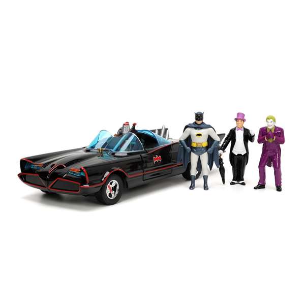Smoby Batmóvil 1966 Classic Coche de Metal con 4 Figuras, Escala 1:24, 19 cm Smoby Batmóvil 1966 Classic Coche de Metal con 4 Figuras, Escala 1:24, 19 cm