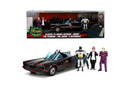 Smoby Batmóvil 1966 Classic Coche de Metal con 4 Figuras, Escala 1:24, 19 cm