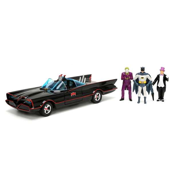 Smoby Batmóvil 1966 Classic Coche de Metal con 4 Figuras, Escala 1:24, 19 cm Smoby Batmóvil 1966 Classic Coche de Metal con 4 Figuras, Escala 1:24, 19 cm