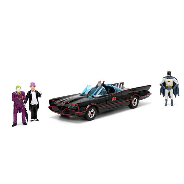Smoby Batmóvil 1966 Classic Coche de Metal con 4 Figuras, Escala 1:24, 19 cm Smoby Batmóvil 1966 Classic Coche de Metal con 4 Figuras, Escala 1:24, 19 cm