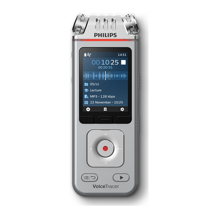 Philips DVT 4115 Digital Voice Tracer Plata 8GB Philips DVT 4115 Digital Voice Tracer Plata 8GB