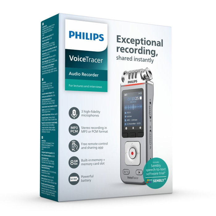 Philips DVT 4115 VoiceTracer Grabadora de Voz Digital Plata Philips DVT 4115 VoiceTracer Grabadora de Voz Digital Plata