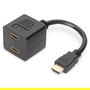 Digitus Cable Y HDMI 0.2m (HDMI Macho a 2x HDMI Hembra), Conectores Chapados en Oro, Negro, Resolución 1920x1200