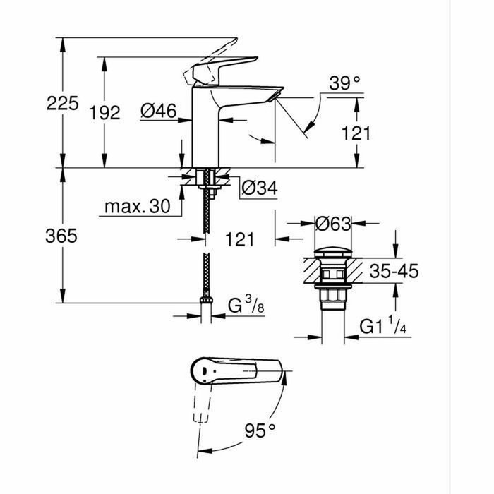 Grohe Mezclador monomando de lavabo Start 237462432 Negro mate Grohe Mezclador monomando de lavabo Start 237462432 Negro mate