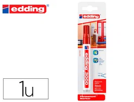 Edding Marcador Permanente 3000 Rojo Punta Redonda 1.5-3 mm Blíster 1 Unidad