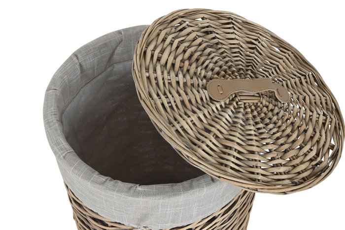 DKD Home Decor Set de 3 Cestas para la Ropa en Mimbre y Algodón Beige