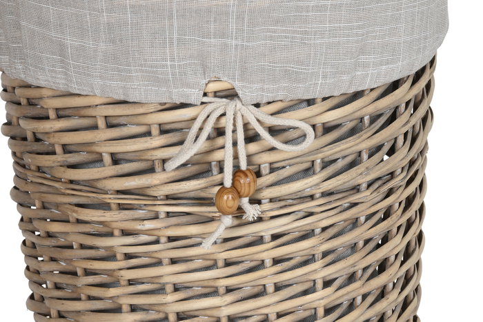 DKD Home Decor Set de 3 Cestas para la Ropa en Mimbre y Algodón Beige