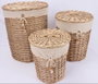 DKD Home Decor Set de 3 Cestas para la Ropa en Mimbre y Algodón Beige