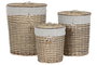 DKD Home Decor Set de 3 Cestas para la Ropa en Mimbre y Algodón Beige