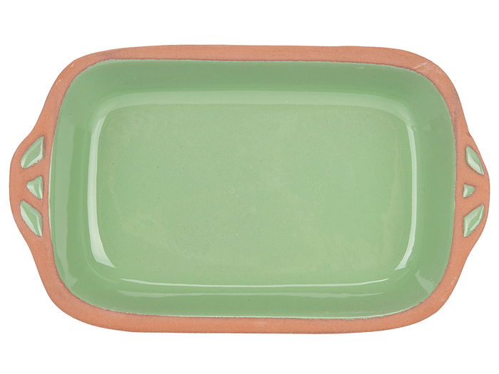 La Dehesa Cazuela Barro Rectangular con Asas, Verde/Marrón, 23 cm (Largo 24.5 x Ancho 14.5 x Alto 4.5 cm), Apta Horno/Microondas/Nevera/Lavavajillas (Set de 8)