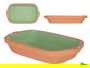 La Dehesa Cazuela Barro Rectangular con Asas, Verde/Marrón, 23 cm (Largo 24.5 x Ancho 14.5 x Alto 4.5 cm), Apta Horno/Microondas/Nevera/Lavavajillas (Set de 8)