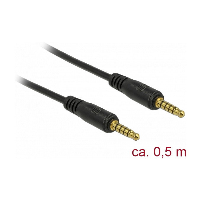 DeLOCK Cable de Audio 3,5 mm 5 Pin Macho a Macho, 0,5 m, Negro DeLOCK Cable de Audio 3,5 mm 5 Pin Macho a Macho, 0,5 m, Negro