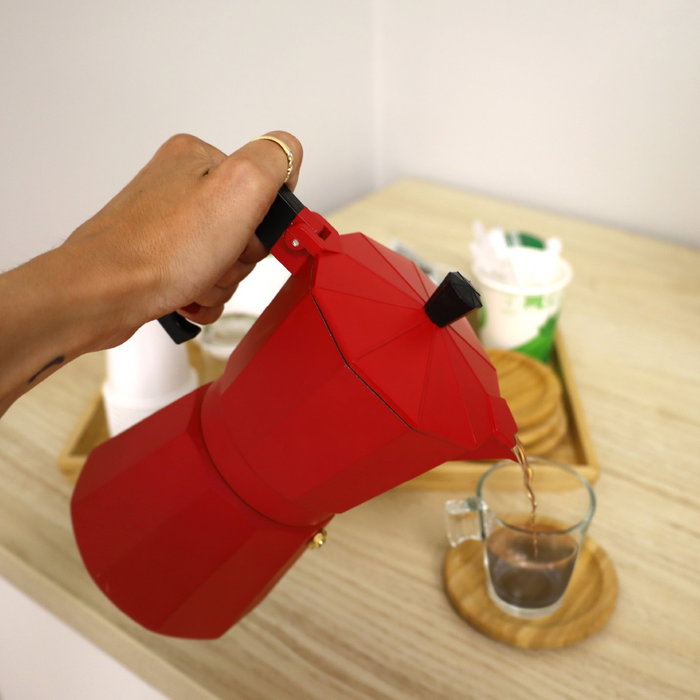 Kalossi Cafetera 3 tazas Rojo