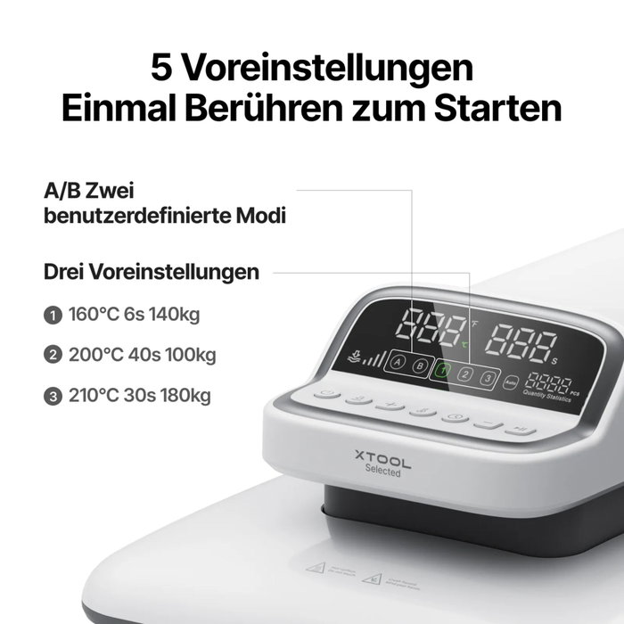 xTool Selected HP2 Auto Heat Press, Blanco / Gris fast-automatic heat press brand-new edition