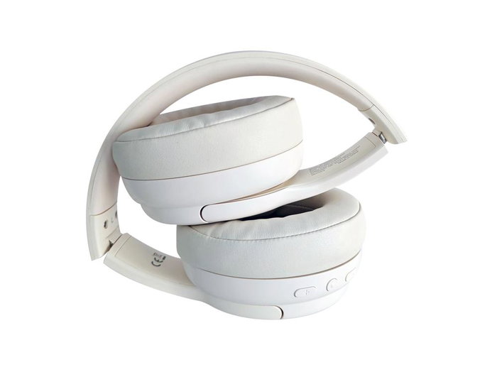 Conceptronic Auriculares PARRIS03C Inalámbricos Bluetooth 5.4 con Cable Jack 3.5mm, Batería 400mAh, Color Blanco Crema