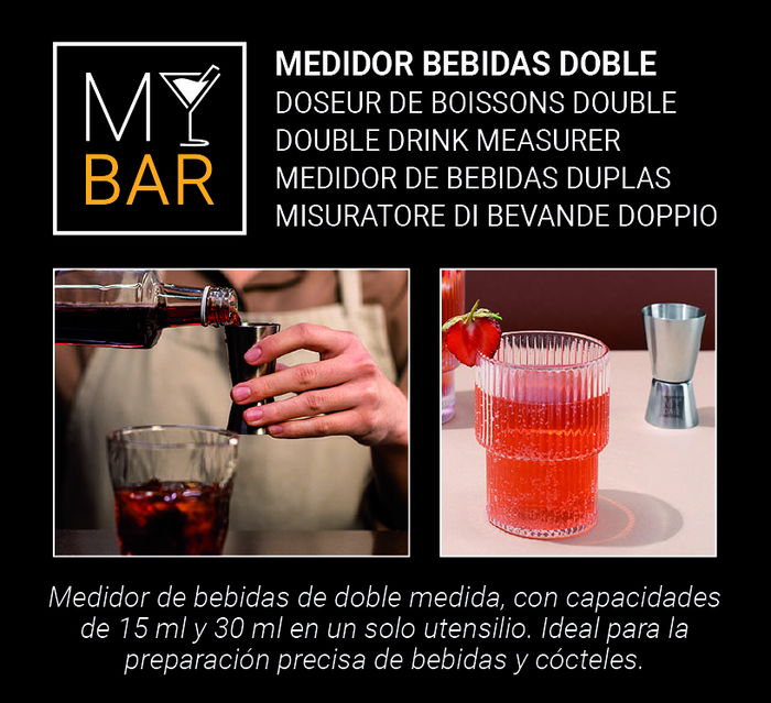 My Bar Medidor Doble Bebidas Inox. 15/30Ml 3,8 x 6,8 x 3,8 cm (24 Unidades)