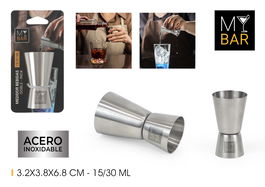 My Bar Medidor Doble Bebidas Inox. 15/30Ml 3,8 x 6,8 x 3,8 cm (24 Unidades)