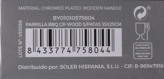 Algon BBQ Parrilla BBQ de Carbón Cr-Wood con Patas, Dimensiones 35.3 x 60.5 x 1.9 cm (8 Unidades)