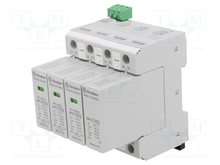 FINDER Limitador de sobretensiones Tipo 1+2 3+NPE 50kA FINDER Limitador de sobretensiones Tipo 1+2 3+NPE 50kA