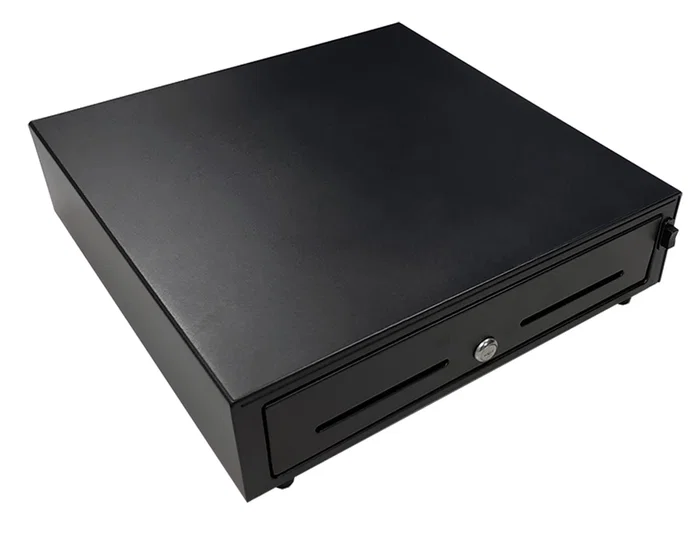 Seypos Cajon Portamonedas 410x415x110 mm con 8 Monederos y 4 Billeteros, Apertura Manual y Llave, Color Negro