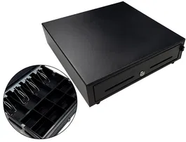 Seypos Cajon Portamonedas 410x415x110 mm con 8 Monederos y 4 Billeteros, Apertura Manual y Llave, Color Negro