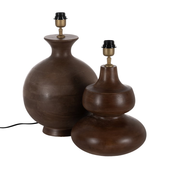 Base Lámpara Mesa Marrón Madera de Mango 25 X 25 X 30 cm