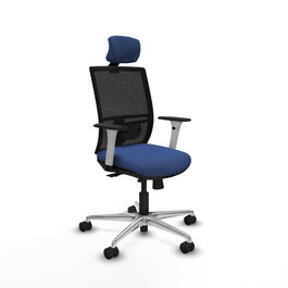 PIQUERAS Y CRESPO Silla de oficina Yunquera con mecanismo Sincro/Traslack Azul marino y Negro