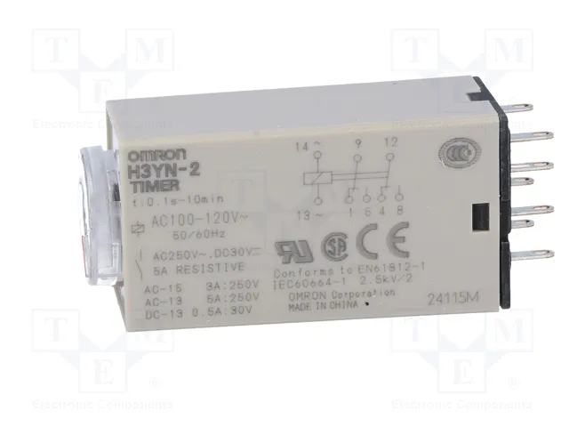 OMRON H3YN-2 Relé de tiempo 100-120VAC DPDT OMRON H3YN-2 Relé de tiempo 100-120VAC DPDT