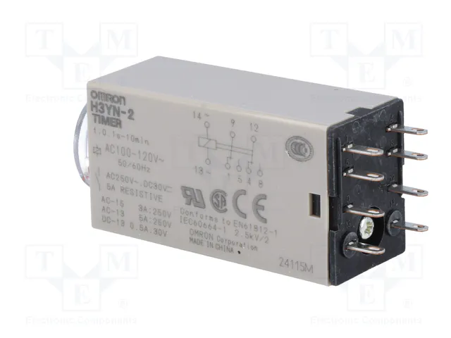 OMRON H3YN-2 Relé de tiempo 100-120VAC DPDT OMRON H3YN-2 Relé de tiempo 100-120VAC DPDT