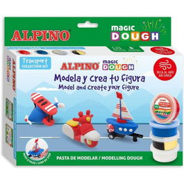 Alpino SET MAGIC DOUGH TRANSPORT ALPINO DP000530 - Pasta de Modelar para Crear Figuras de Transporte