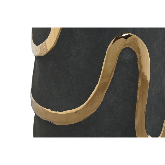 DKD Home Decor Jarrón de Gres Abstracto Rugoso Gris y Dorado DKD Home Decor Jarrón de Gres Abstracto Rugoso Gris y Dorado
