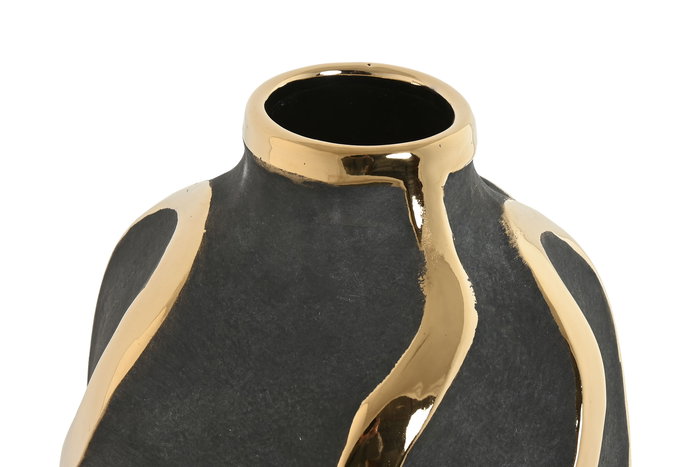 DKD Home Decor Jarrón Moderno Abstracto Gris Dorado 17 x 35 x 17 cm DKD Home Decor Jarrón Moderno Abstracto Gris Dorado 17 x 35 x 17 cm