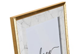 DKD Home Decor Marco de Fotos 15x20 Simil Mármol Blanco y Dorado