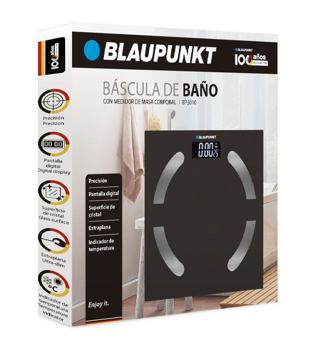 BLAUPUNKT - Báscula de Baño Digital para Medir Peso y Masa Corporal - BASCULA DE BAÑO BLAUPUNKT